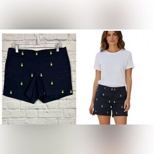 NWT J.CREW PINEAPPLE PRINT NAVY BLUE COTTON SHORTS Size 6